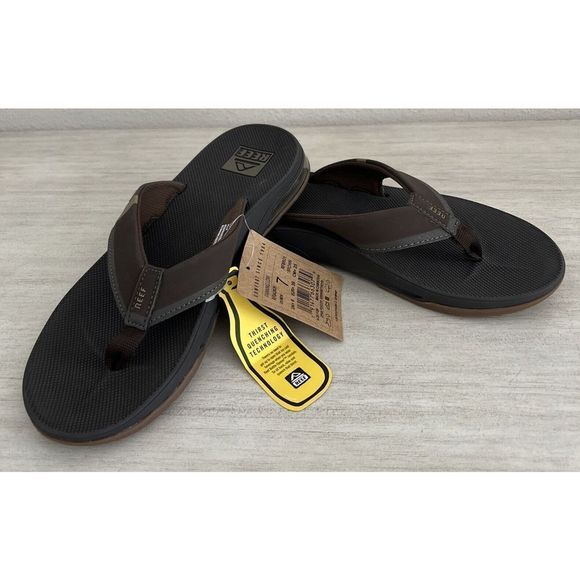 Reef Unisex Men's Sz 7 Women's Sz 8.5 Dk Brown Fanning Low Back Slip On Sandals - Picture 5 of 9